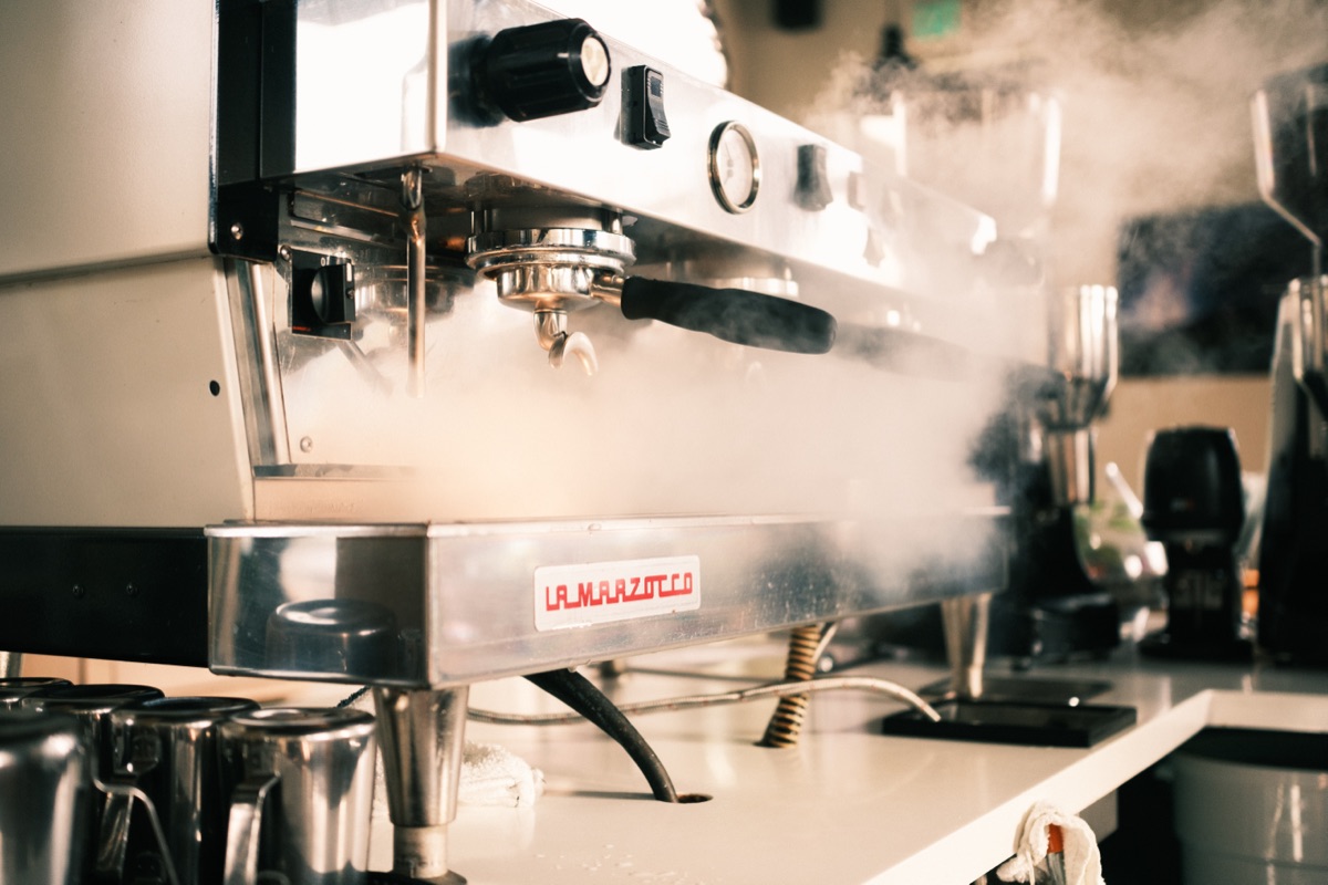 La Marzocco espresso machine steaming